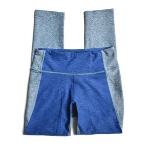 Outdoor Voices Blue 3/4 Two-Tone Warmup Leggings